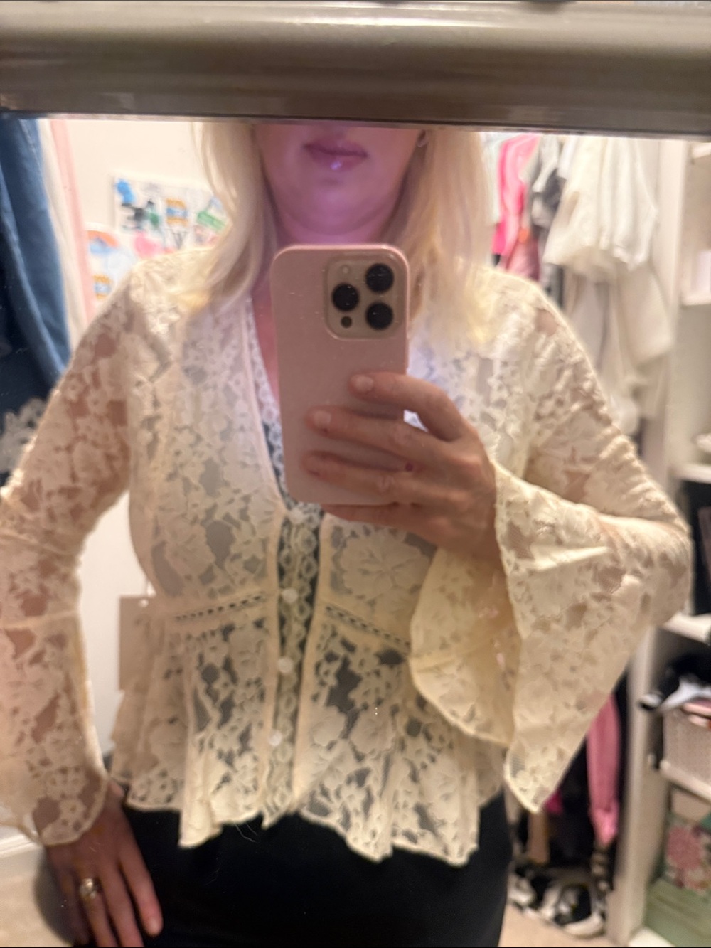 Camellia Cream Lace Peplum Blouse - Picture 6 of 8